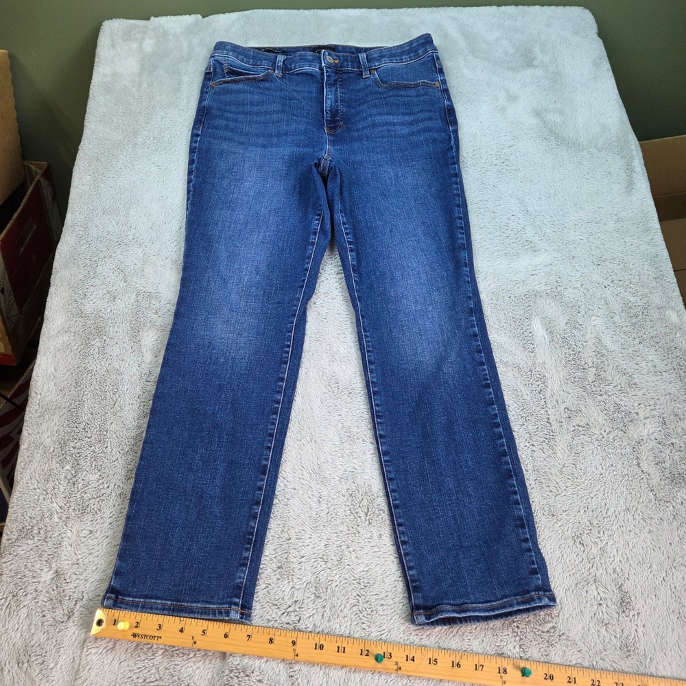 Talbots Straight Leg Jean Womens 12P High Rise Stretch Denim Medium Wash Indigo